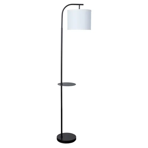 Торшер Connor A4053PN-1BK Arte Lamp со столиком белый 1 лампа, основание чёрное в стиле классический
