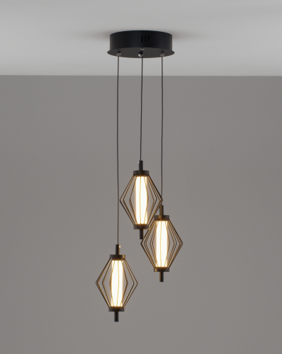 Светильник подвесной LED Eloise V11353-PL Moderli белый чёрный на 3 лампы, основание чёрное в стиле современный каскад