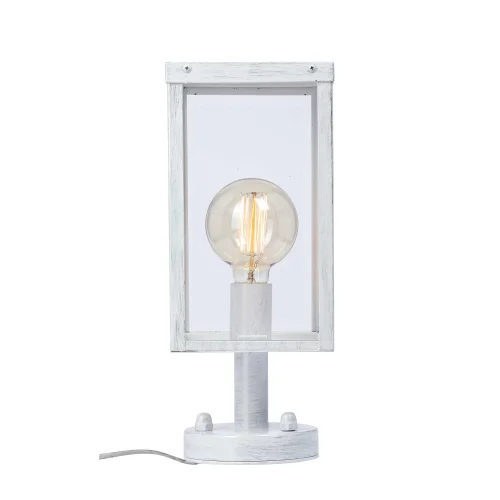 Настольная лампа V8002-0/1L Vitaluce прозрачная 1 лампа, основание белое металл в стиле ковка кантри  фото 3