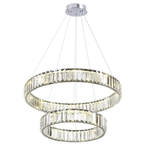 Люстра подвесная LED Vekia 4930/60L Odeon Light прозрачная на 1 лампа, основание хром в стиле современный кольца фото 3