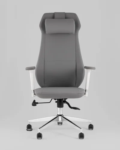 Кресло руководителя TopChairs Trophey, серый УТ000040585 Stool Group, серый/экокожа, ножки/пластик/хром, размеры - 1200*1280***650*570 фото 2