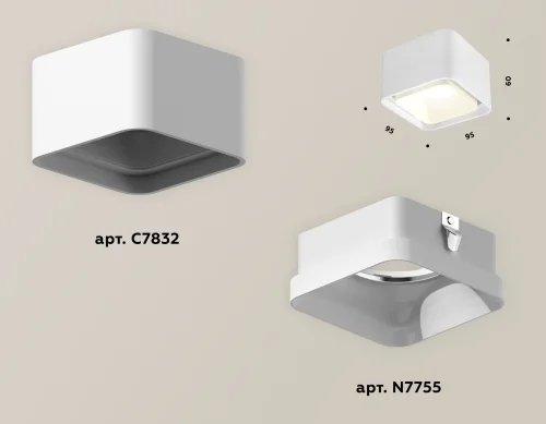 Светильник накладной Techno Spot XS XS7832021 Ambrella light белый 1 лампа, основание белое в стиле хай-тек современный квадратный фото 2
