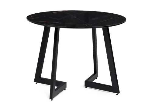 Стеклянный стол Алингсос 100(140)х100х76 обсидиан / черный 532386 Woodville столешница чёрная из стекло фото 3