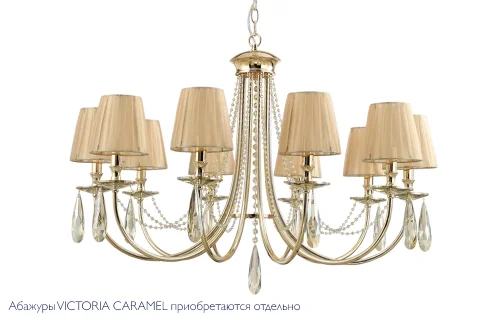 Люстра подвесная VICTORIA SP10 GOLD/AMBER Crystal Lux без плафона на 10 ламп, основание золотое в стиле арт-деко фото 2