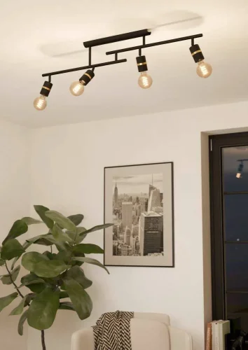 Светильник потолочный Lurone 900176 Eglo без плафона 4 лампы, основание чёрное в стиле современный  фото 2