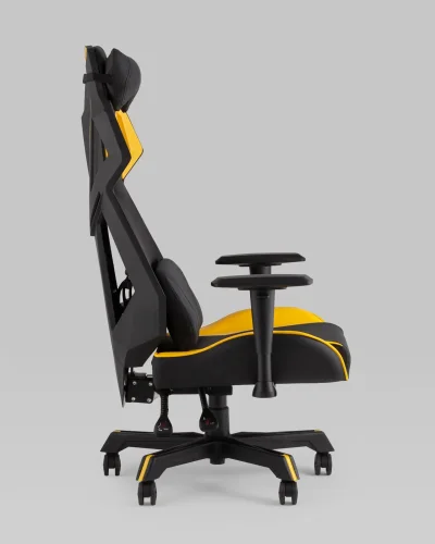 Кресло спортивное TopChairs Рэтчэт, желтый УТ000036991 Stool Group, чёрный жёлтый/экокожа, ножки/пластик/чёрный, размеры - 440*1310***700*740 фото 5