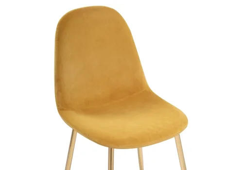 Стул на металлокаркасе Lilu 1 yellow / gold 15371 Woodville, жёлтый/велюр, ножки/металл/золотой, размеры - ****430*530 фото 5