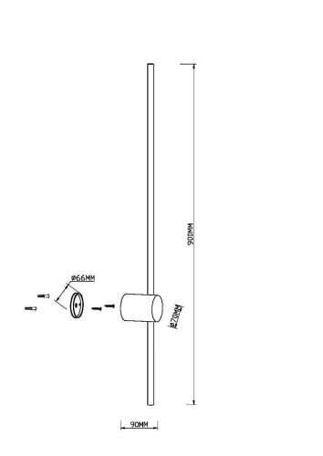 Бра LED Light stick MOD237WL-L11B3K Maytoni чёрный на 1 лампу, основание чёрное в стиле современный хай-тек минимализм отражённый свет фото 2
