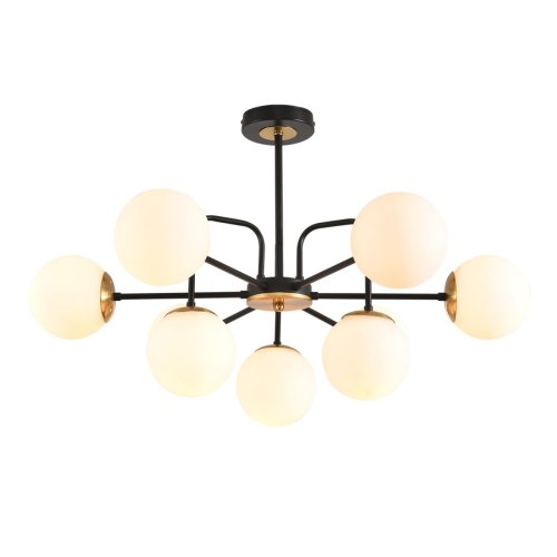 Люстра потолочная Elrona 8375/9C Lumion белая на 9 ламп, основание чёрное в стиле современный шар фото 8