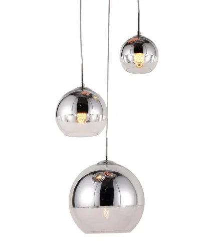 Светильник подвесной Veroni LDP 1029-3 CHR Lumina Deco прозрачный 3 лампы, основание хром в стиле современный каскад шар