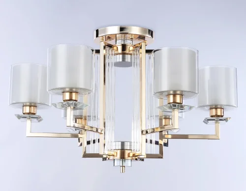 Люстра потолочная LED TR4420 Ambrella light белая прозрачная на 6 ламп, основание золотое в стиле классический современный  фото 6