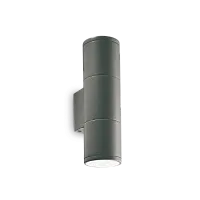 Настенный светильник GUN AP2 SMALL ANTRACITE Ideal Lux уличный IP44 серый чёрный 2 лампы, плафон чёрный серый в стиле современный GU10