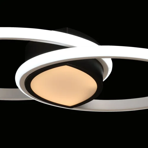 Люстра потолочная LED с пультом Оскар 510012802 DeMarkt белая на 2 лампы, основание чёрное в стиле хай-тек кольца фото 9