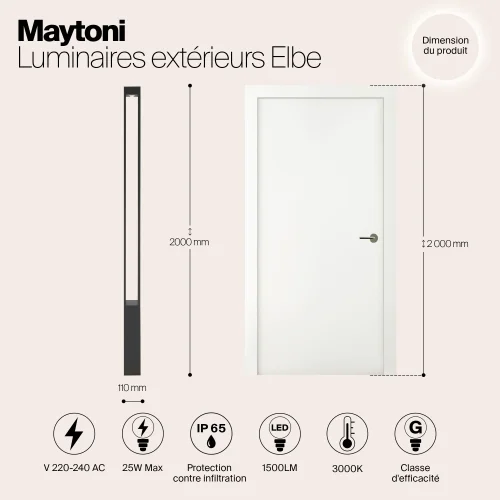 Парковый светильник LED Elbe O424FL-L25GF Maytoni уличный IP65 чёрный на 1 лампу, плафон чёрный в стиле современный LED фото 3