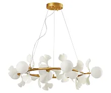 Люстра подвесная Аста 07867-9A,33 Kink Light белая на 9 ламп, основание золотое в стиле флористика современный молекула шар