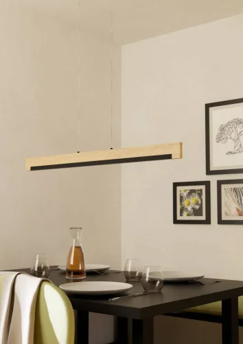 Светильник подвесной LED Camacho 901737 Eglo бежевый коричневый на 1 лампу, основание чёрное в стиле современный хай-тек линейный фото 3 Светильник подвесной LED Camacho 901737 Eglo бежевый коричневый на 1 лампу, основание чёрное в стиле современный хай-тек линейный фото 3