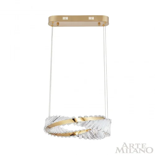 Люстра подвесная LED с пультом AM-Venezia 318311/D400 GD Arte Milano прозрачная на 1 лампу, основание золотое в стиле современный кольца с пультом фото 4