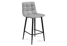 Полубарный стул Чилли К светло-серый / черный 537074 Woodville, серый/велюр, ножки/металл/чёрный, размеры - ****430*420