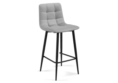Полубарный стул Чилли К светло-серый / черный 537074 Woodville, серый/велюр, ножки/металл/чёрный, размеры - ****430*420