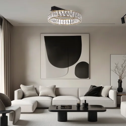 Люстра потолочная LED Palant CL325142 Citilux прозрачная на 1 лампу, основание чёрное в стиле классический современный фото 6