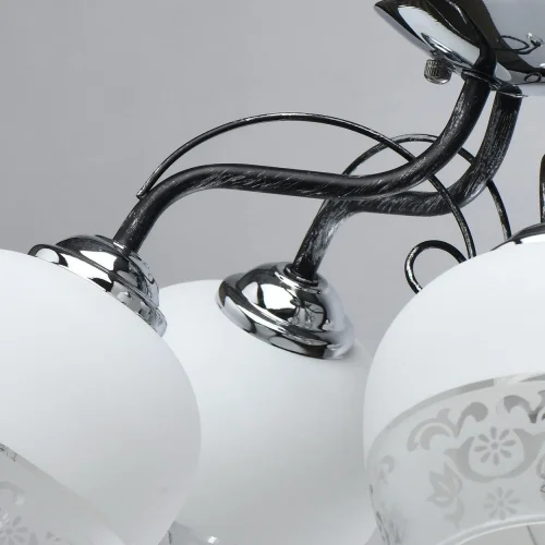 Люстра потолочная Грация 677013905 DeMarkt белая на 5 ламп, основание хром в стиле модерн  фото 7