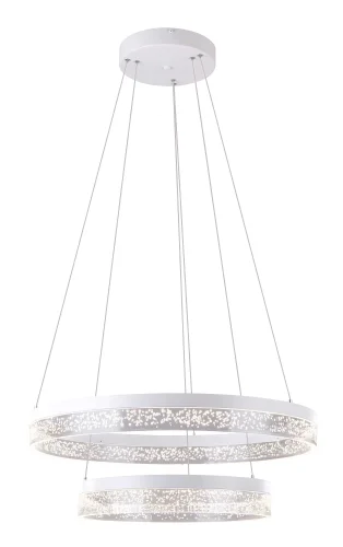 Люстра подвесная LED Smitty 68225-60 Globo прозрачная на 1 лампа, основание белое в стиле хай-тек современный кольца