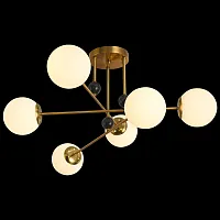 Люстра потолочная ALTO II 91006/6C GOLD Natali Kovaltseva белая на 6 ламп, основание золотое в стиле модерн шар