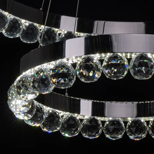 Люстра подвесная LED с пультом Глобула 690010502 DeMarkt прозрачная хром на 1 лампа, основание хром в стиле хай-тек с пультом кольца фото 5