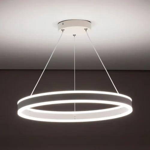 Светильник подвесной LED с пультом Дуэт CL719500 Citilux белый 1 лампа, основание белое в стиле современный минимализм кольца с пультом фото 3