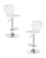 Стул барный набор 2 шт. SET-2 2640-LM ELISA, цвет сиденья белый, цвет основания хром Dobrin, /экокожа, ножки/металл/хром, размеры - 860*1070***390*480