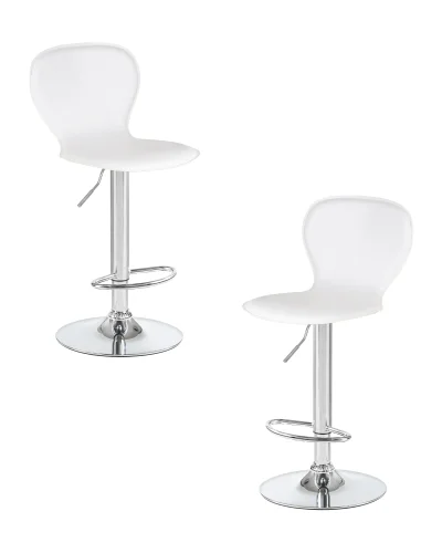 Стул барный набор 2 шт. SET-2 2640-LM ELISA, цвет сиденья белый, цвет основания хром Dobrin, /экокожа, ножки/металл/хром, размеры - 860*1070***390*480