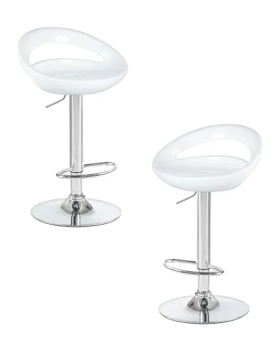 Стул барный набор 2 шт. SET-2 1010-LM DISCO, цвет сиденья белый, цвет основания хром Dobrin, /полимер, ножки/металл/хром, размеры - 790*1000***470*440