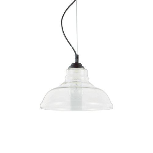 Светильник подвесной лофт BISTRO' SP1 PLATE TRASPARENTE Ideal Lux прозрачный 1 лампа, основание чёрное в стиле лофт 