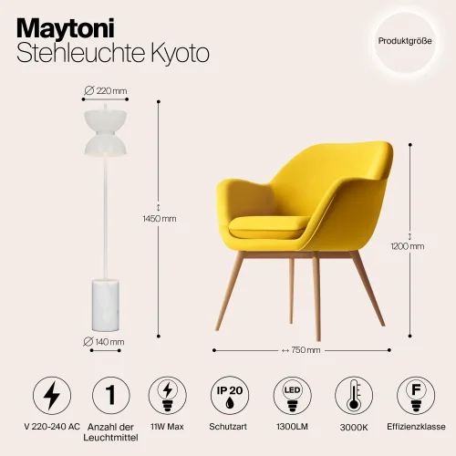 Торшер LED Kyoto MOD178FL-L11W3K Maytoni белый на 1 лампу, основание белое в стиле современный арт-деко фото 12