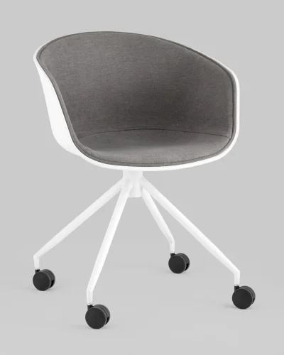 Кресло офисное LIBRA, пластик белый, рогожка серый УТ000036178 Stool Group, серый/рогожка, ножки/металл/белый, размеры - *810***600*535