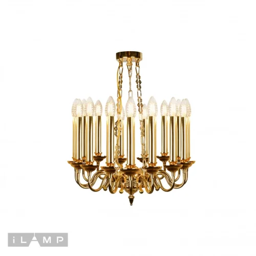 Люстра потолочная Louvre MD8551-15 GD iLamp без плафона на 15 ламп, основание золотое в стиле современный американский 