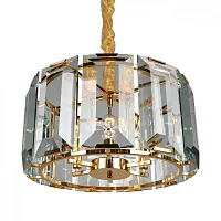Люстра подвесная хрустальная Noventa OML-81503-06 Omnilux прозрачная на 6 ламп, основание золотое в стиле классический 