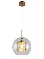 Светильник подвесной лофт Pontina LDP 6830 MD Lumina Deco прозрачный на 1 лампу, основание бронзовое в стиле лофт шар