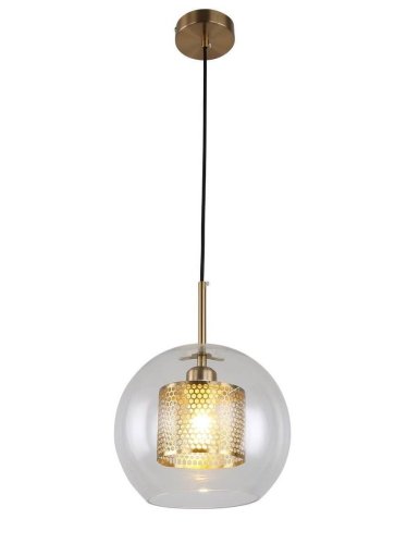 Светильник подвесной лофт Pontina LDP 6830 MD Lumina Deco прозрачный 1 лампа, основание бронзовое в стиле лофт шар