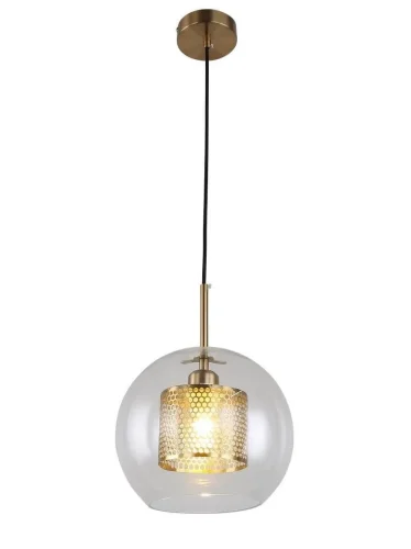 Светильник подвесной лофт Pontina LDP 6830 MD Lumina Deco прозрачный на 1 лампу, основание бронзовое в стиле лофт шар