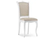 Деревянный стул Луиджи белый / бежевый 450682 Woodville, бежевый/ткань, ножки/массив березы дерево/белый, размеры - ****440*550