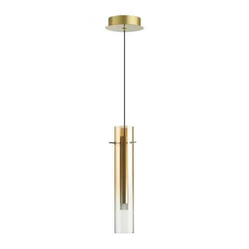 Светильник подвесной LED Shiny 5062/5LB Odeon Light янтарный на 1 лампу, основание золотое в стиле современный трубочки