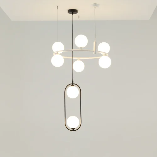 Люстра подвесная Ring MOD013PL-06W Maytoni белая на 6 ламп, основание белое в стиле современный шар фото 3