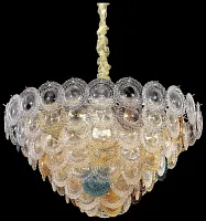 Люстра подвесная хрустальная Brigitta WE140.26.303 Wertmark разноцветная прозрачная на 26 ламп, основание золотое в стиле современный классический 