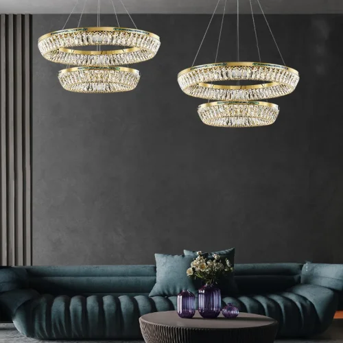 Люстра подвесная GERTRUDA LUX D40+60+80 220207-23 ImperiumLoft прозрачная на 3 лампы, основание латунь в стиле современный фото 11