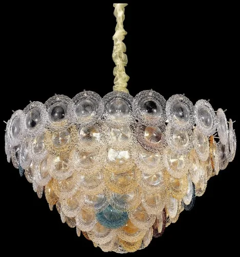 Люстра подвесная хрустальная Brigitta WE140.26.303 Wertmark разноцветная прозрачная на 26 ламп, основание золотое в стиле современный классический 