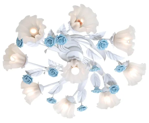 Люстра потолочная Fiori di rose 112.8.1 Lucia Tucci белая на 9 ламп, основание белое в стиле прованс флористика Люстра потолочная Fiori di rose 112.8.1 Lucia Tucci белая на 9 ламп, основание белое в стиле прованс флористика