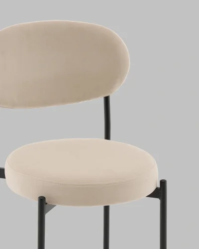 Стул Полубарный Бриф DD велюр бежевый УТ000041512 Stool Group, бежевый/велюр, ножки/сталь/чёрный, размеры - ***** фото 7