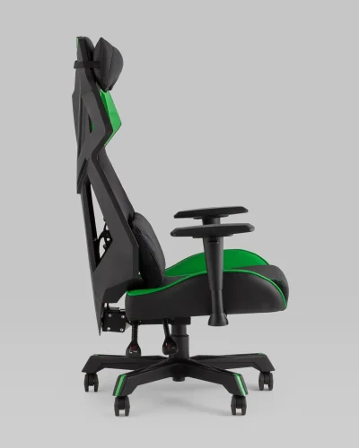Кресло спортивное TopChairs Рэтчэт, зеленый УТ000036992 Stool Group, чёрный зелёный/экокожа, ножки/пластик/чёрный, размеры - 440*1310***700*740 фото 5