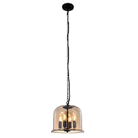 Светильник подвесной KRUS SP4 BELL Crystal Lux прозрачный янтарный 4 лампы, основание коричневое в стиле лофт 